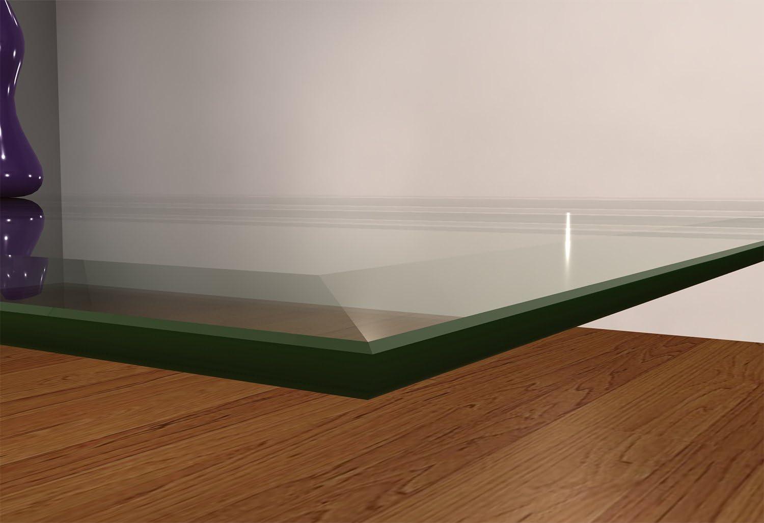 72'' Clear Tempered Glass Rectangle Tabletop with Beveled Edges