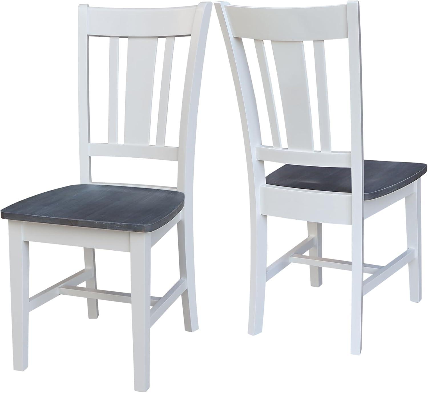 San Remo Solid Wood Splatback Chair in White and Heather Gray