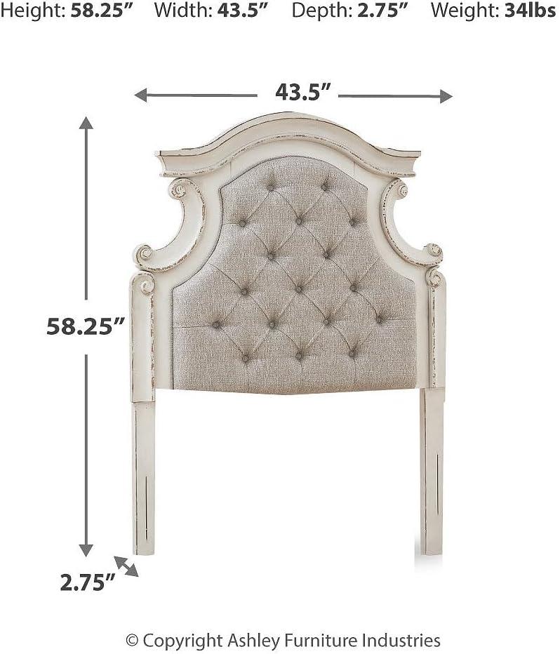 Twin Realyn Upholstered Panel Headboard Beige - Signature Design by Ashley: Vintage Style, Tufted, Wood Frame Mounted