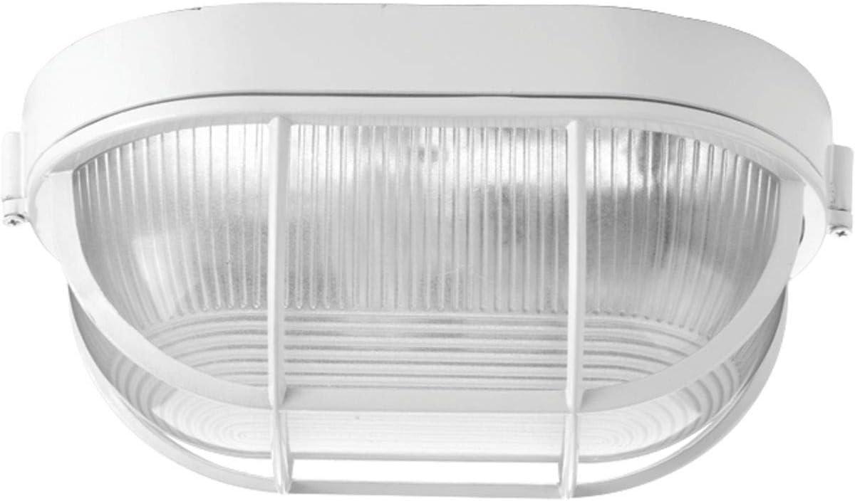 Progress Lighting Bulkheads 1-Light Flush Mount, White, Polycarbonate Shade