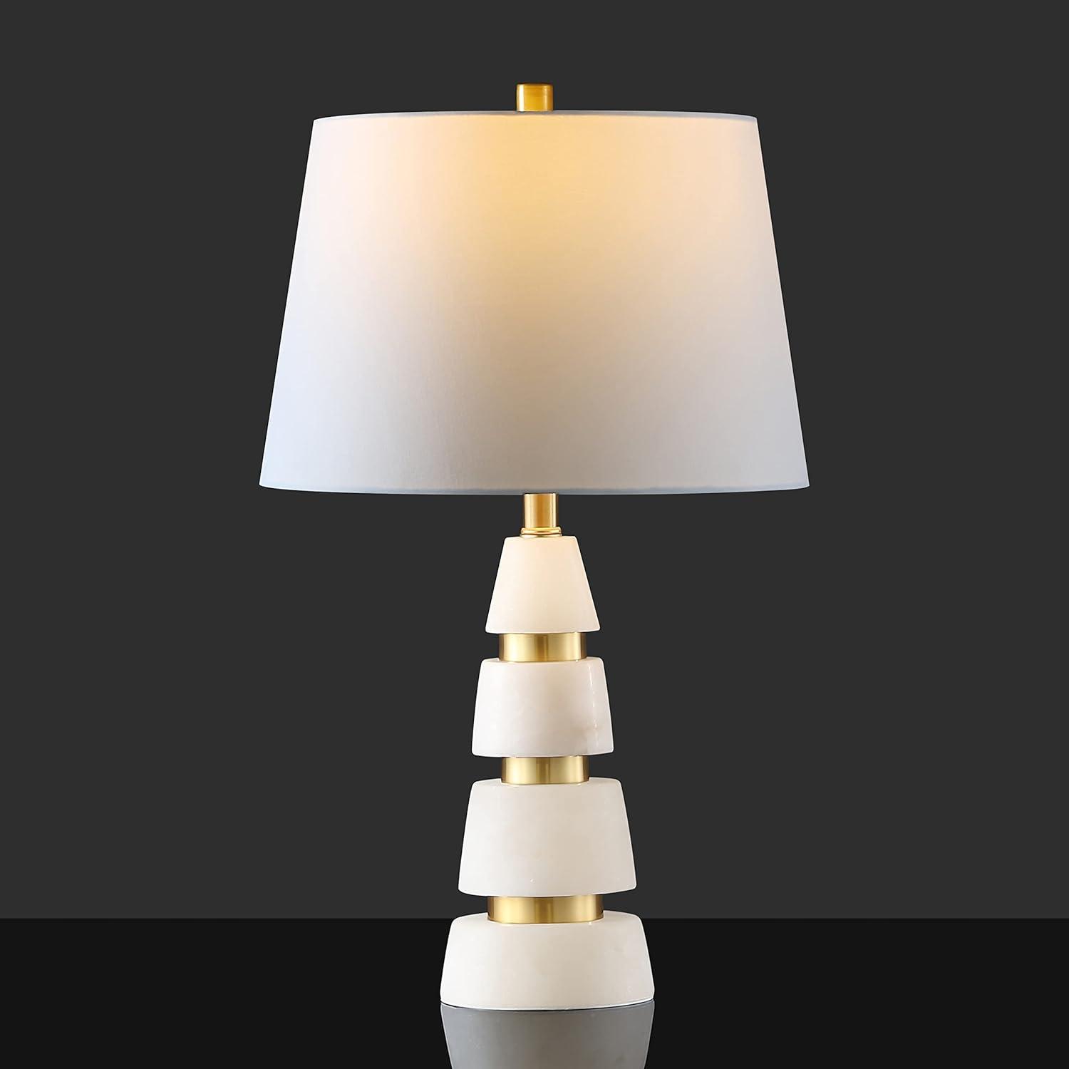 White and Gold Alabaster 25-inch Table Lamp