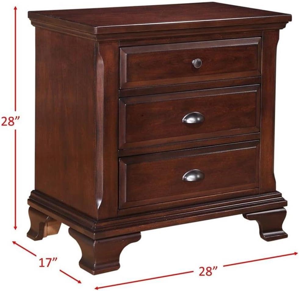 Brinley Nightstand Cherry Red - Picket House Furnishings: Mid-Century Modern Style, Laminated Finish, MDF & Metal Hardware