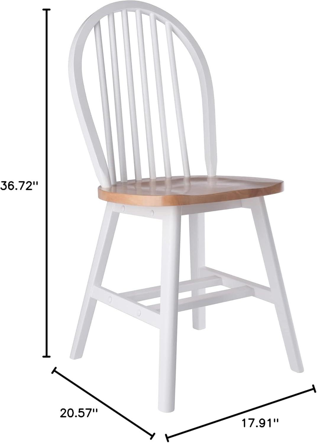 Winsome 2pc Windsor Chair Set Natural/White : Wood Frame, Spot Clean, Transitional Style, No Tools Assembly