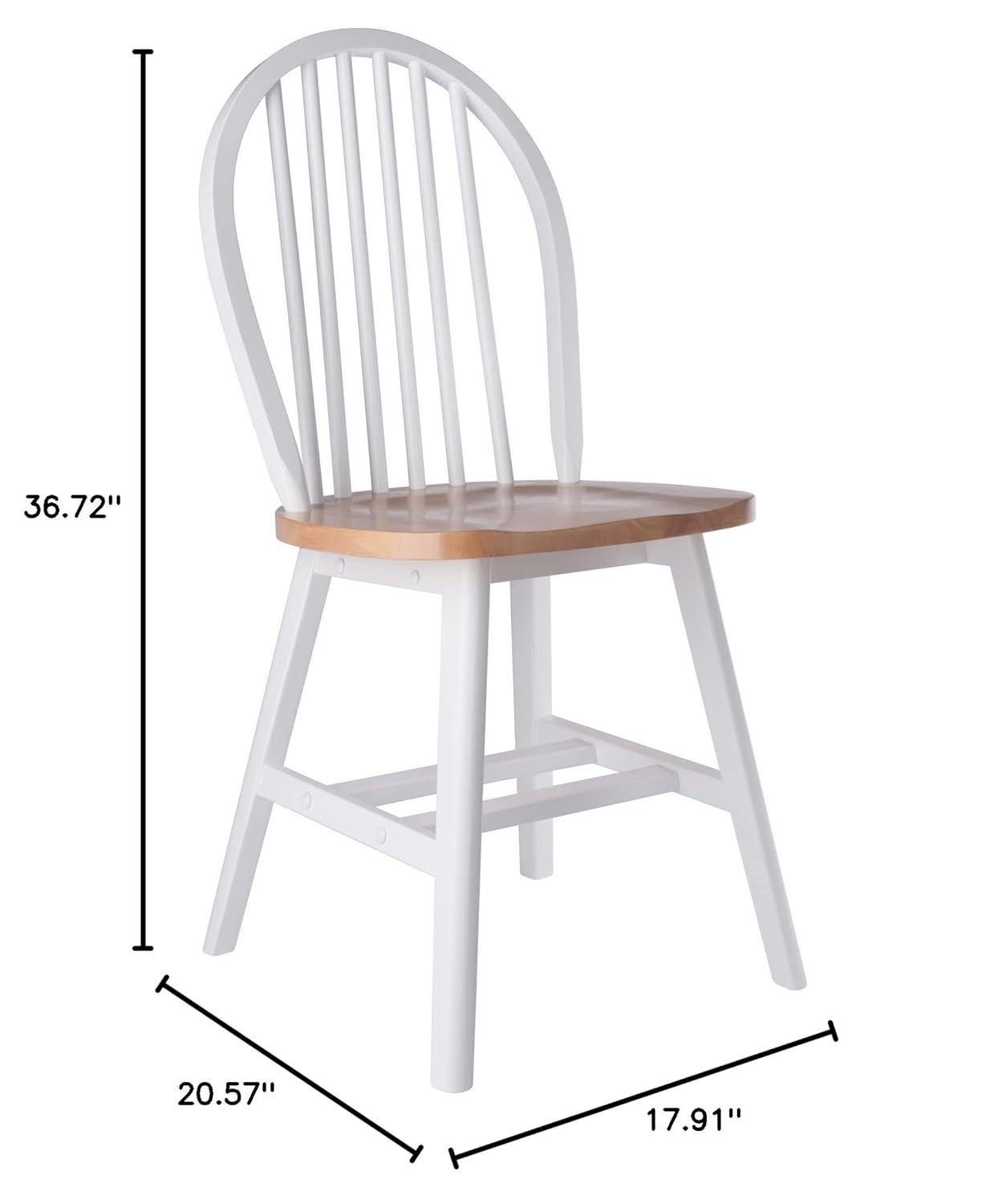 Winsome 2pc Windsor Chair Set Natural/White : Wood Frame, Spot Clean, Transitional Style, No Tools Assembly