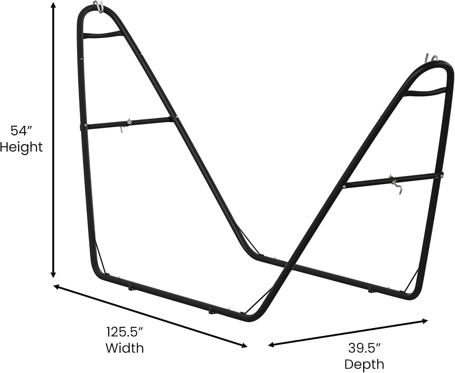 Flash Furniture All-Weather Heavy Duty Steel Hammock Stand for Hammocks 9-14 Feet Long - Black