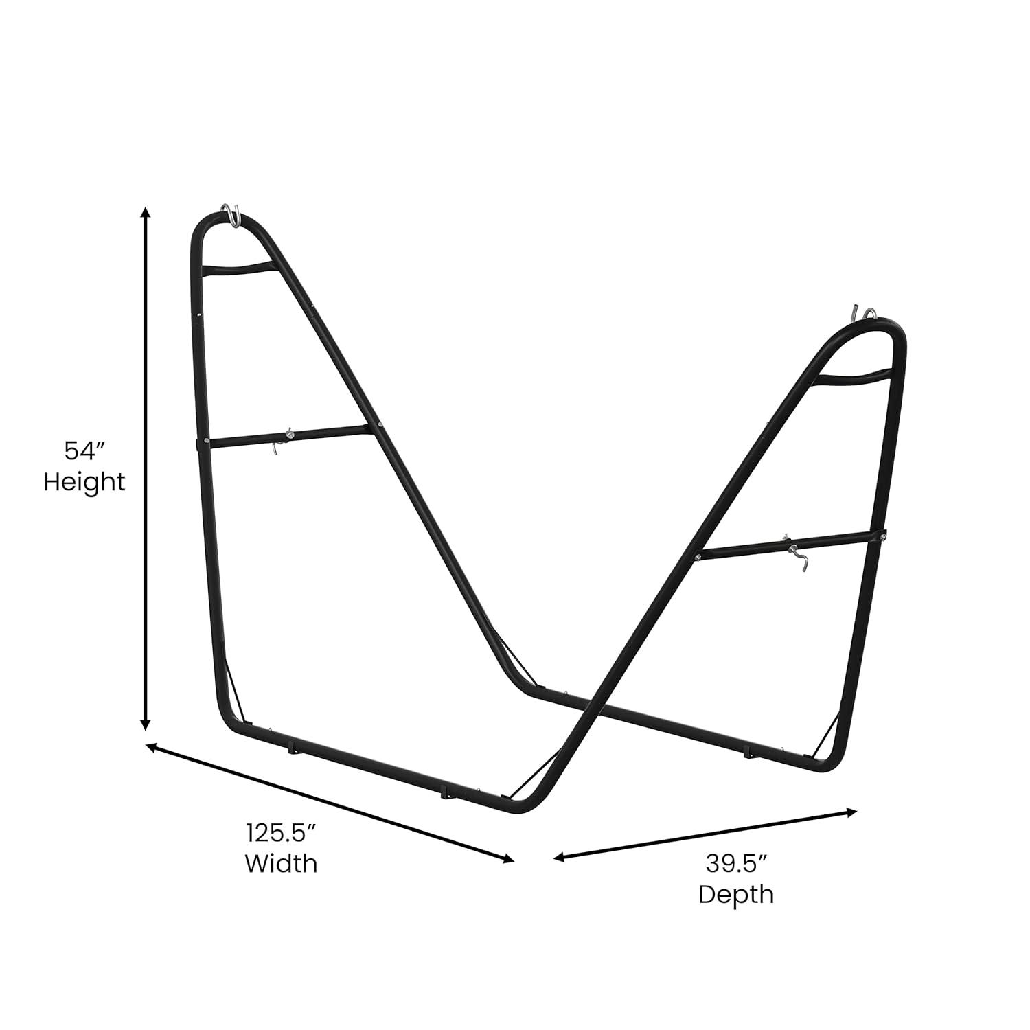 Flash Furniture All-Weather Heavy Duty Steel Hammock Stand for Hammocks 9-14 Feet Long - Black