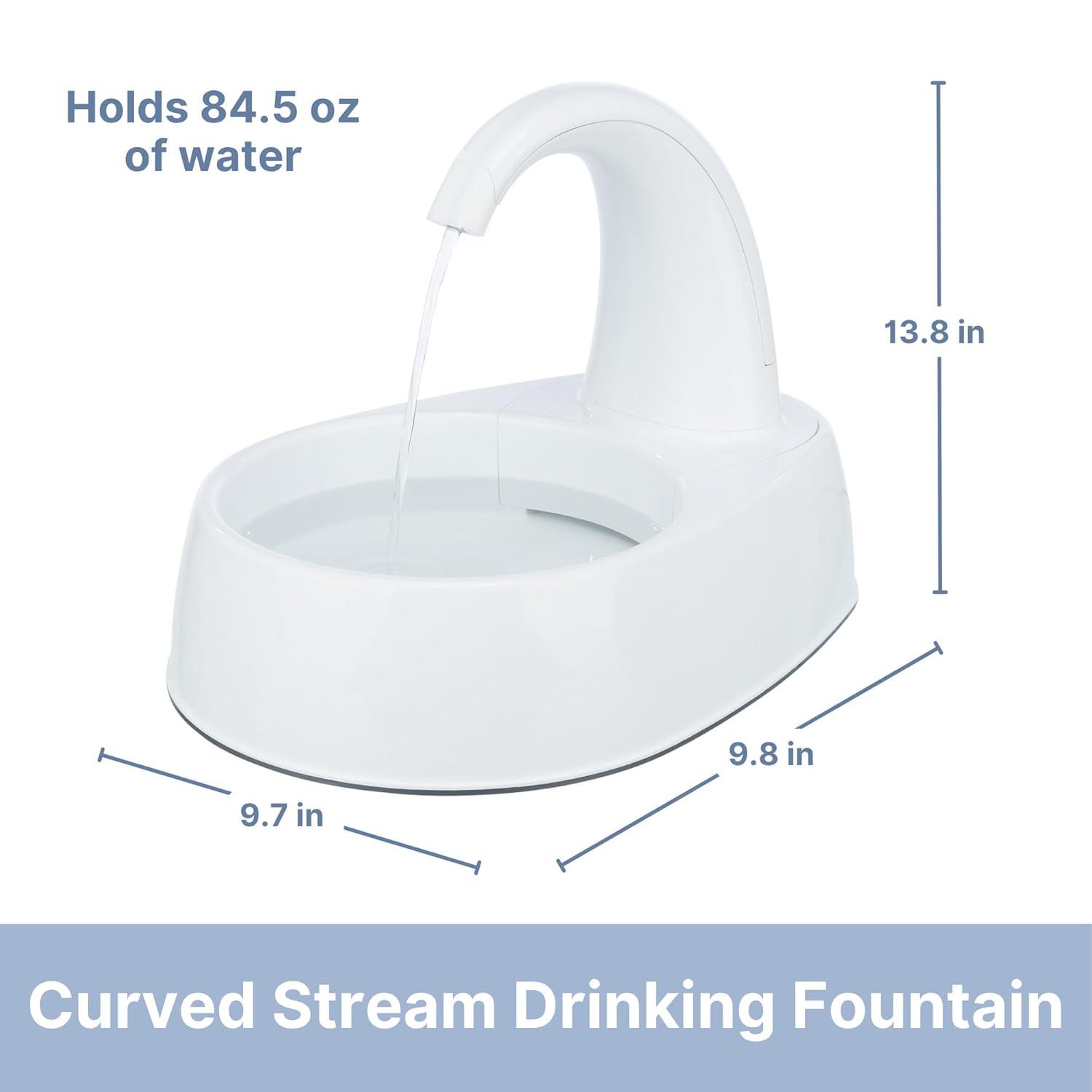 TRIXIE TRIXIE Curved Stream 84.5oz Drinking Fountain for Cats and Dogs, Large Water Fountain for Pets