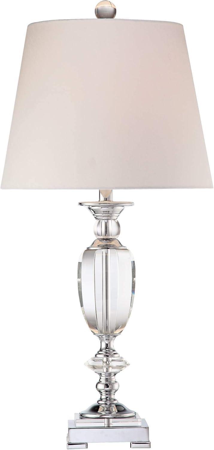 Vienna Full Spectrum Traditional Table Lamp Faceted Crystal and Chrome Urn White Drum Shade for Living Room Family Bedroom Bedside