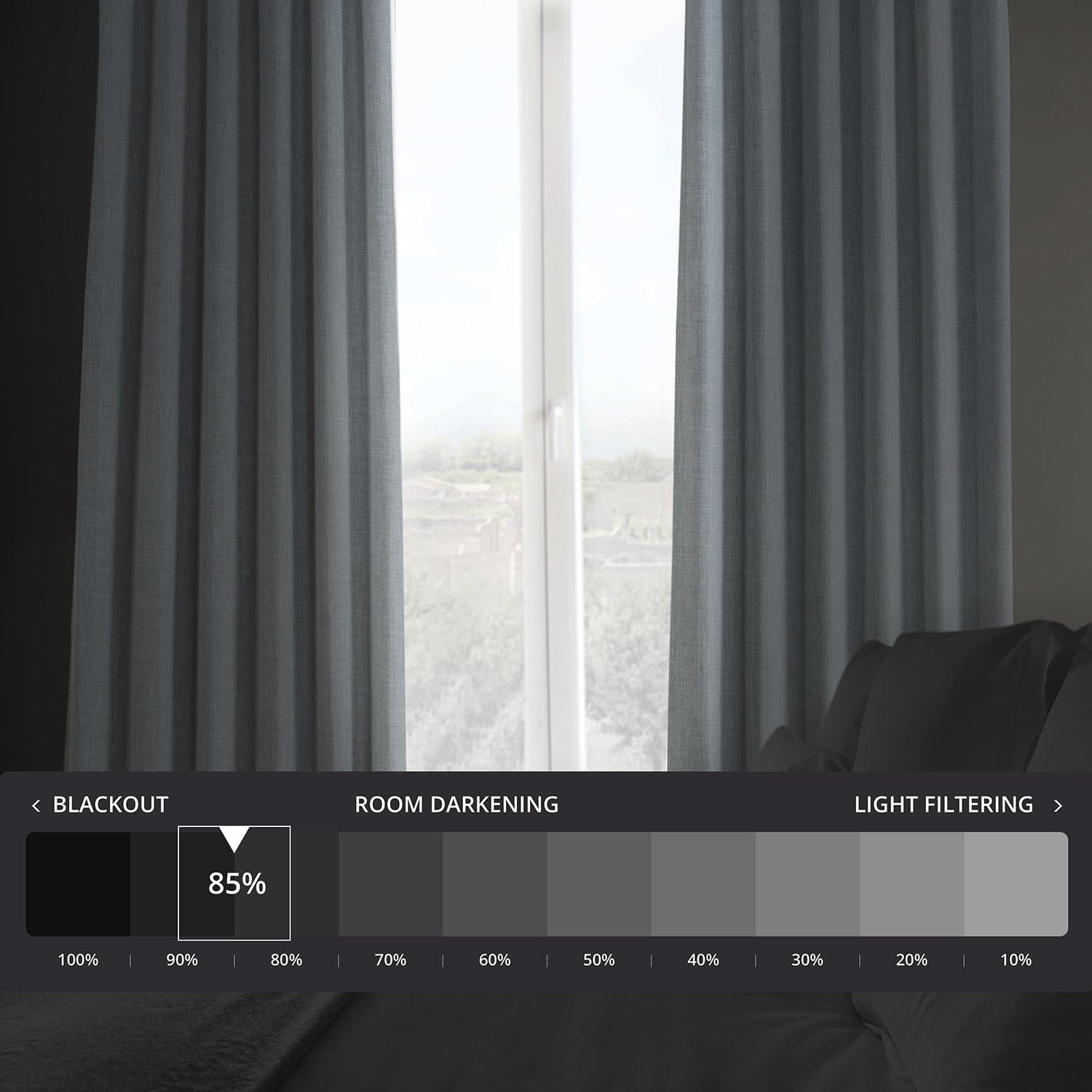 Heather Grey Faux Linen Room Darkening Curtain (1 Panel), Heather Grey, 50W X 108L