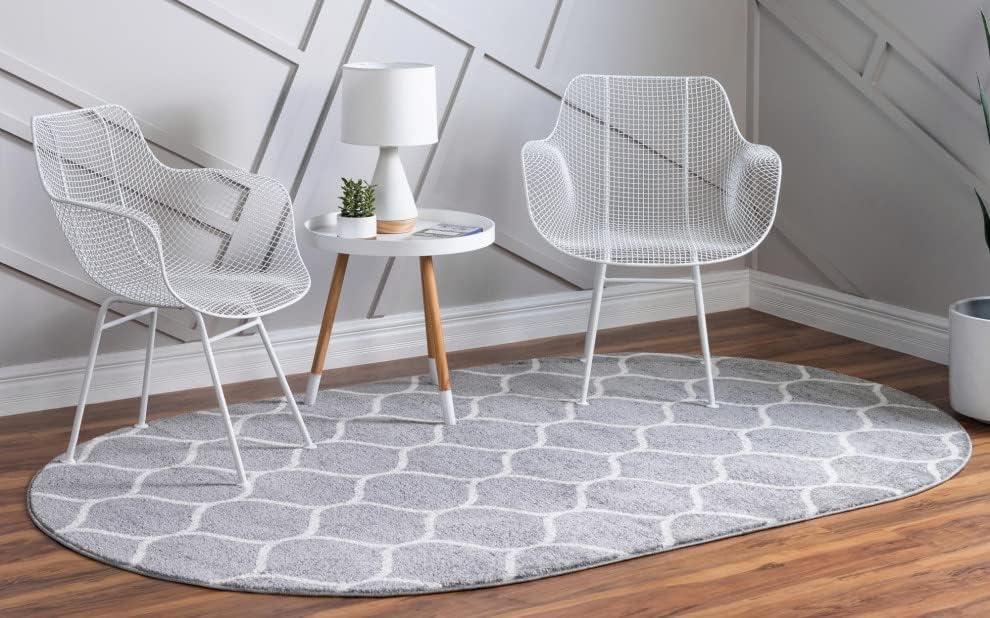 Unique Loom 7' 10 x 10' 0 Trellis Frieze Rounded Light Gray Area Rug