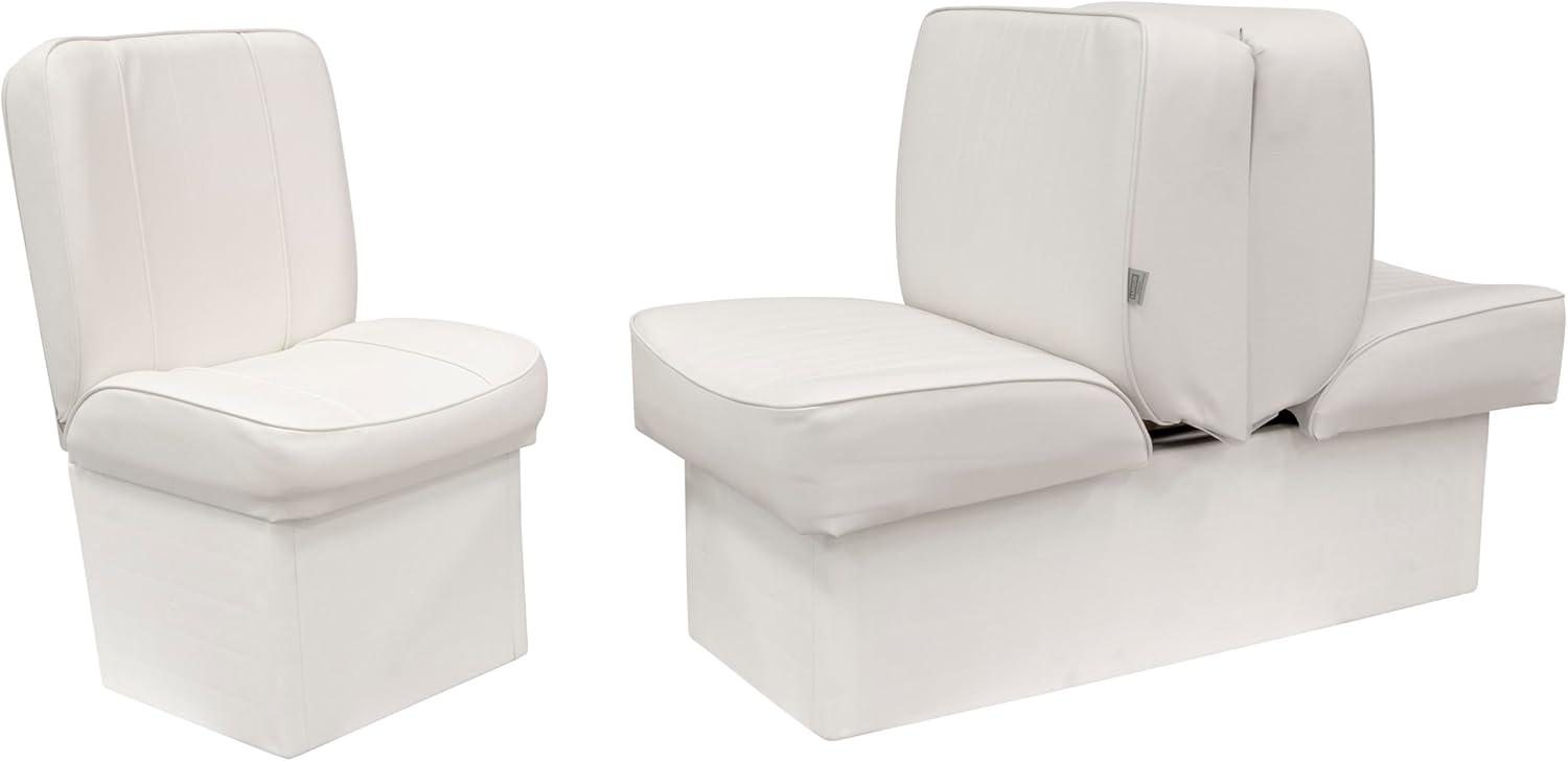 White Marine Grade Vinyl Lounge Seat with Storage