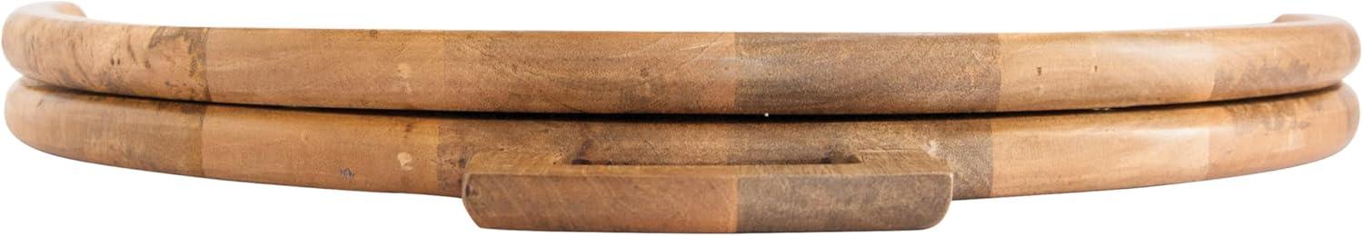 Natural Mango Wood and Gold Stainless Steel Folding Cheese Board