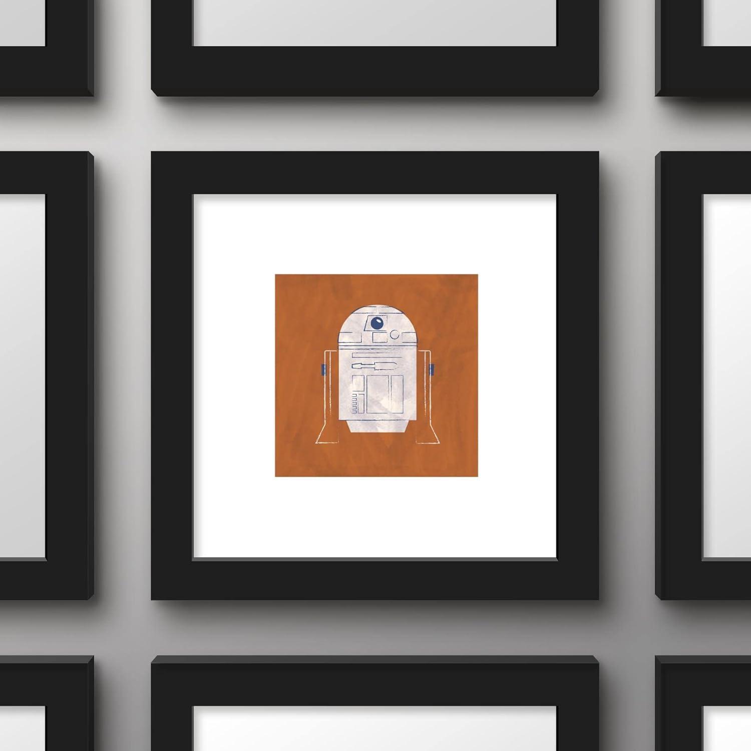 Gallery Pops Star Wars: Saga - Neutral Abstract R2-D2 Wall Art, Black Framed Version, 12" x 12"