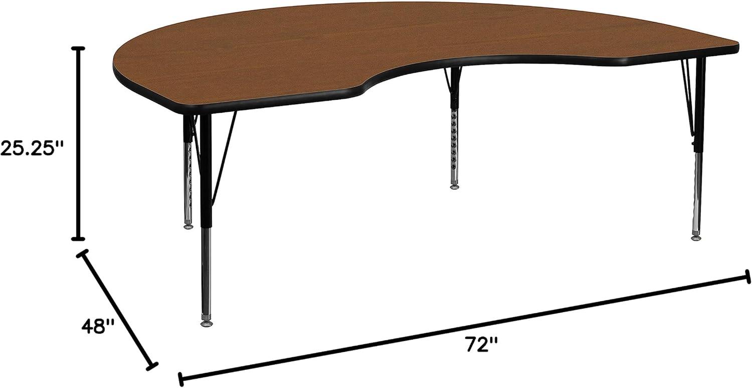 Goddard 48''W x 72''L Kidney HP Laminate Activity Table - Adjustable Legs