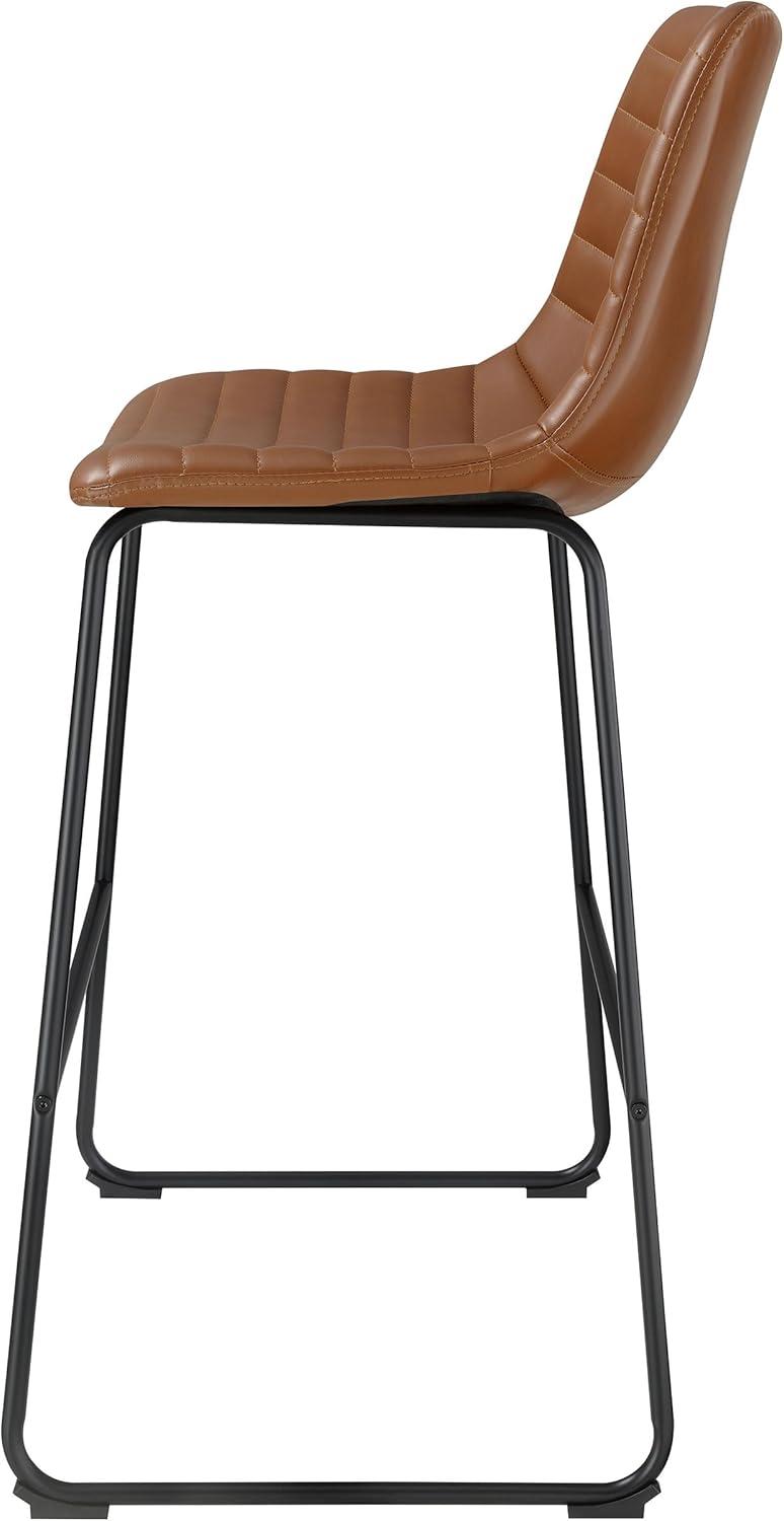 Coaster Zuni Rustic Faux Leather Upholstered Bar Chair in Brown