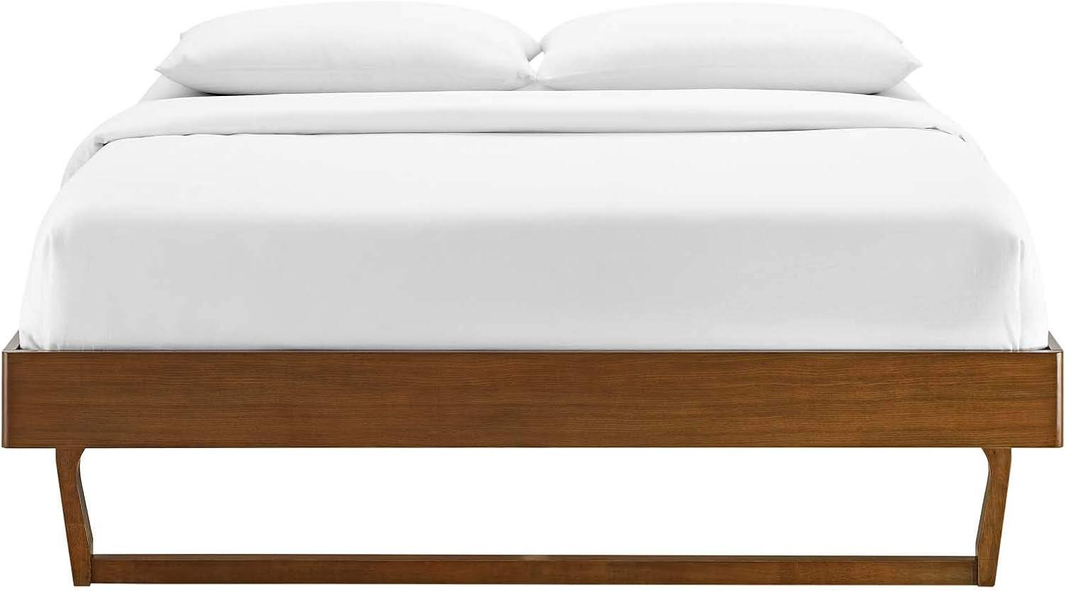 Modway Billie Queen Rubberwood and MDF Wood Platform Bed Frame in Walnut