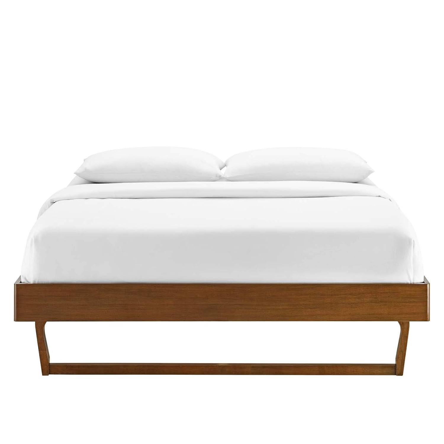 Modway Billie King Rubberwood and MDF Wood Platform Bed Frame in Walnut