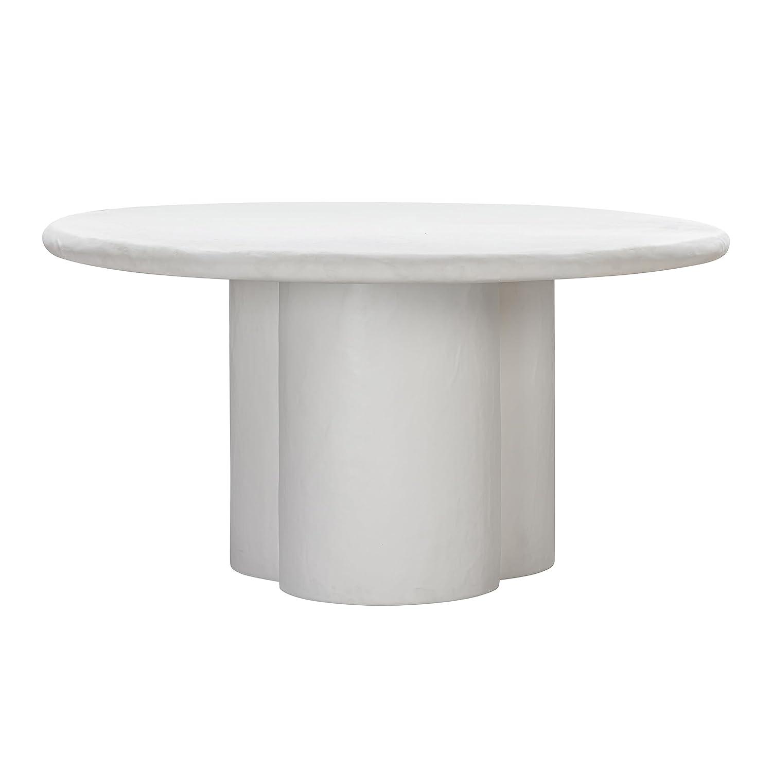 TOV Furniture Elika White Faux Plaster Round Dining Table