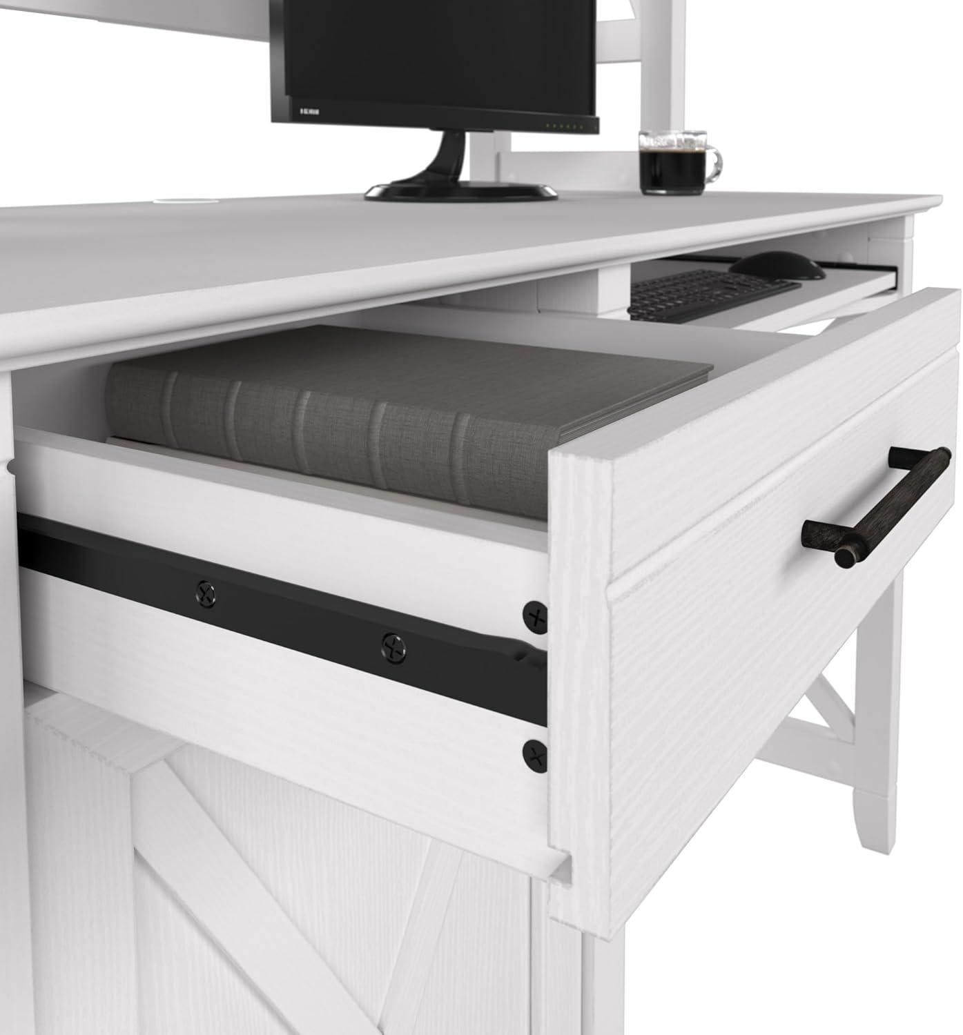 Key West 48W Small Computer Desk with Hutch in Pure White Oak - Engineered Wood