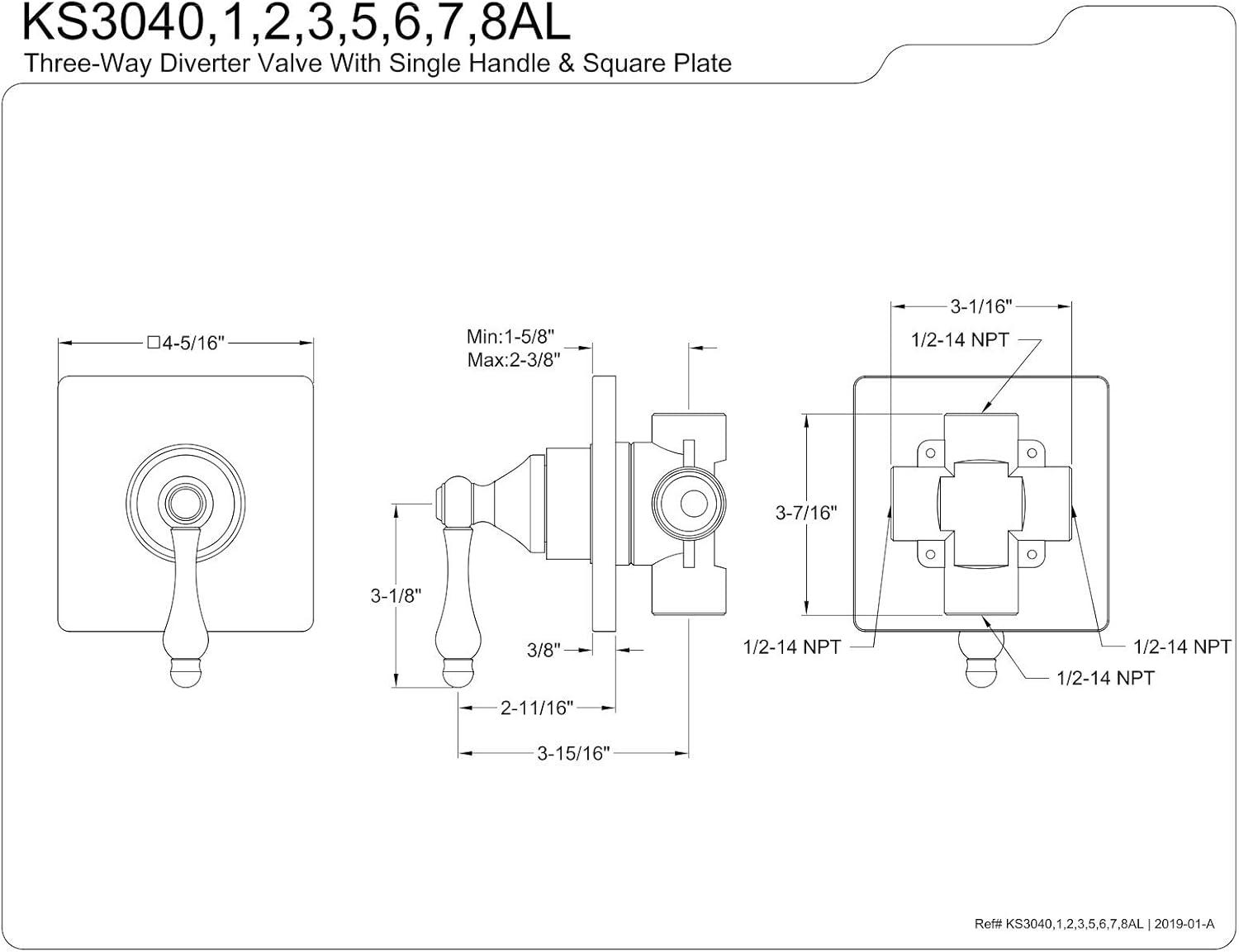 Brushed Brass Wall-Mounted Lever Diverter Valve