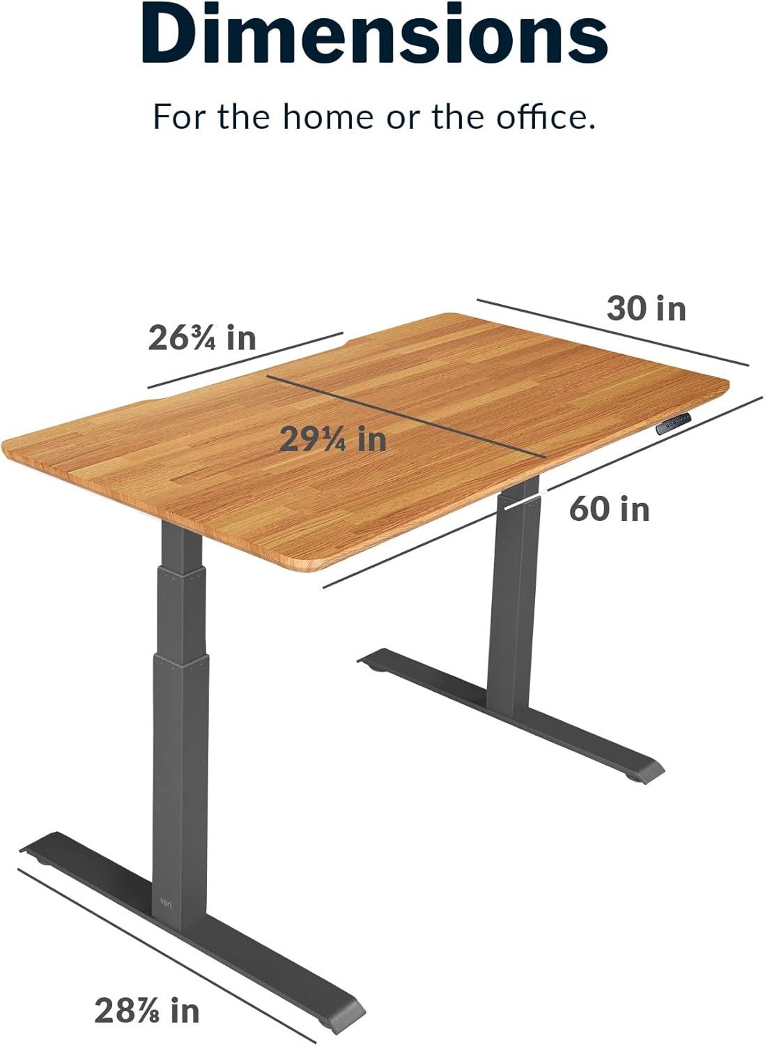 Vari Electric Standing Desk - 60x30 VariDesk, Adjustable Height Stand Up Computer Desk - Dual Motor with Memory Presets, Stable T-Style Legs- Home Office Essentials - Butcher Block