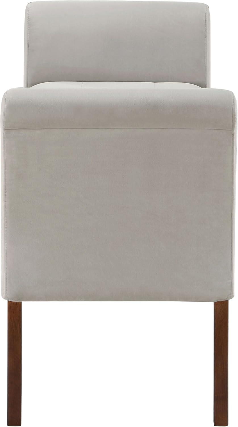 Coaster Farrah Velvet Upholstered Rolled Arms Storage Bench in Beige and Brown
