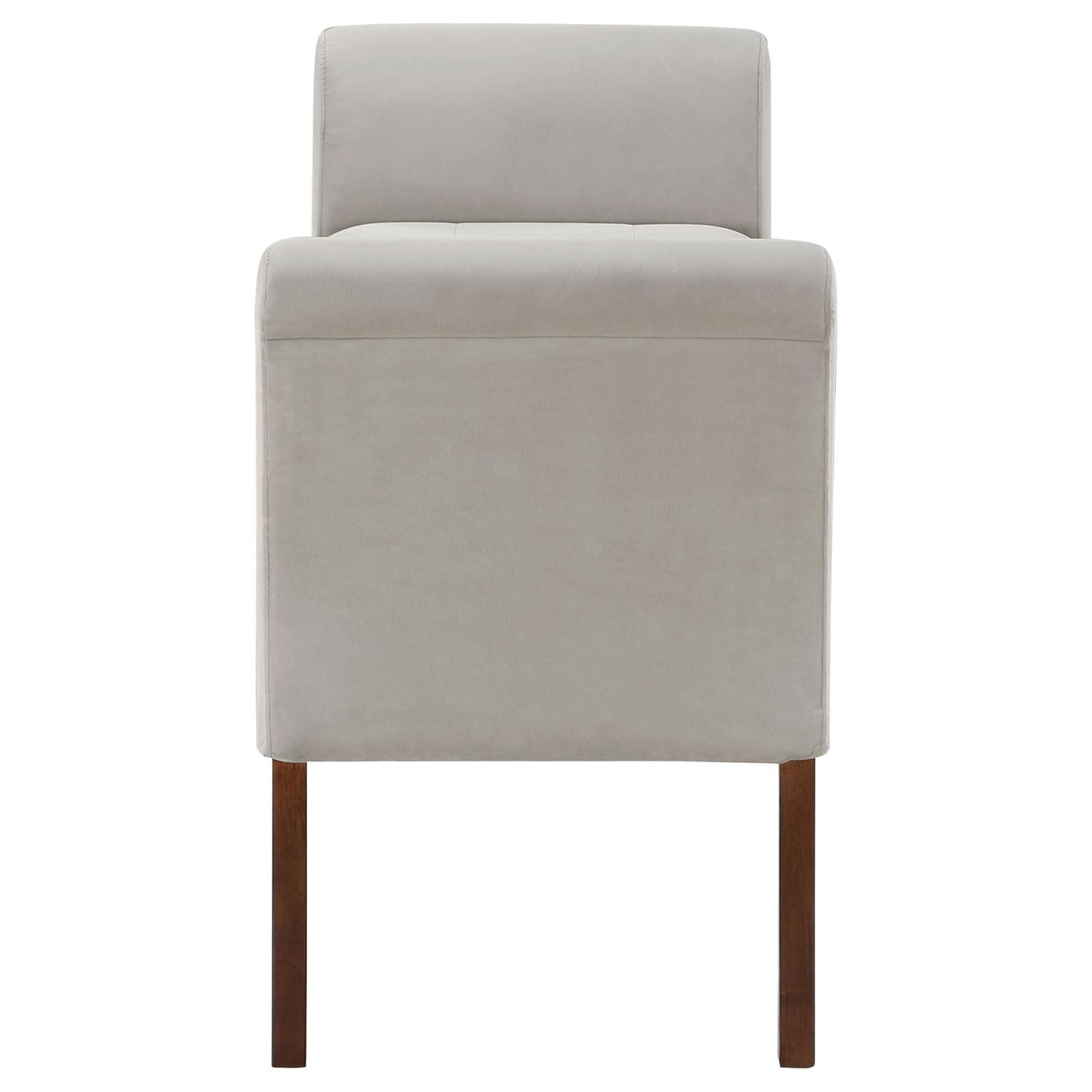 Coaster Farrah Velvet Upholstered Rolled Arms Storage Bench in Beige and Brown