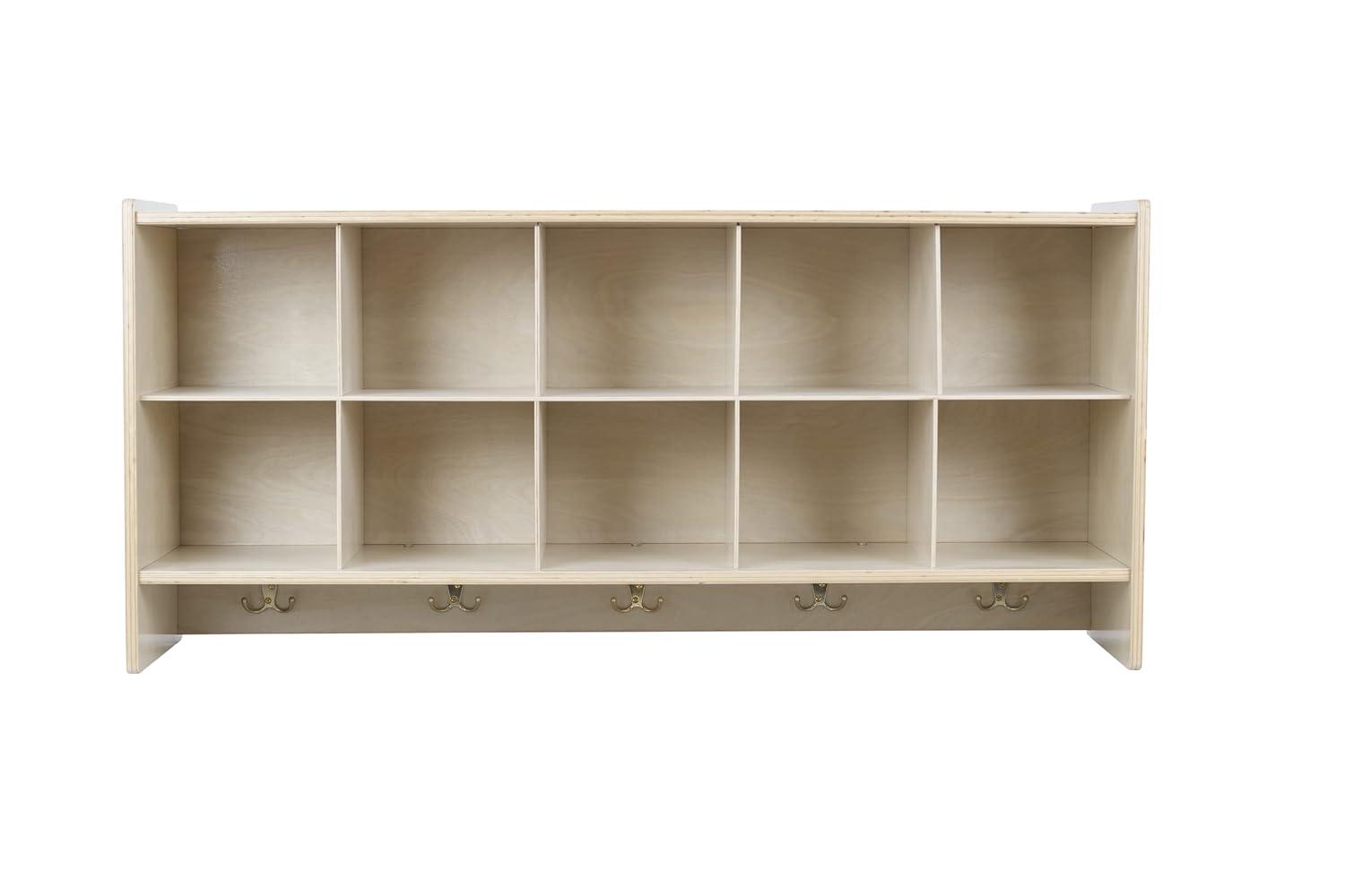 RRI Goods Cubby Storage Organizer with 10 Cubbies & Coat Hooks