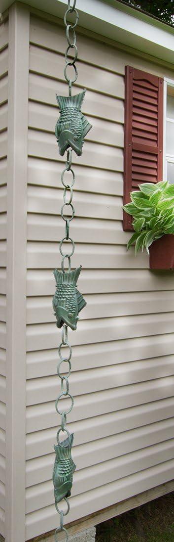 Blue Verde Copper Fish Rain Chain, 8.5 Feet Long