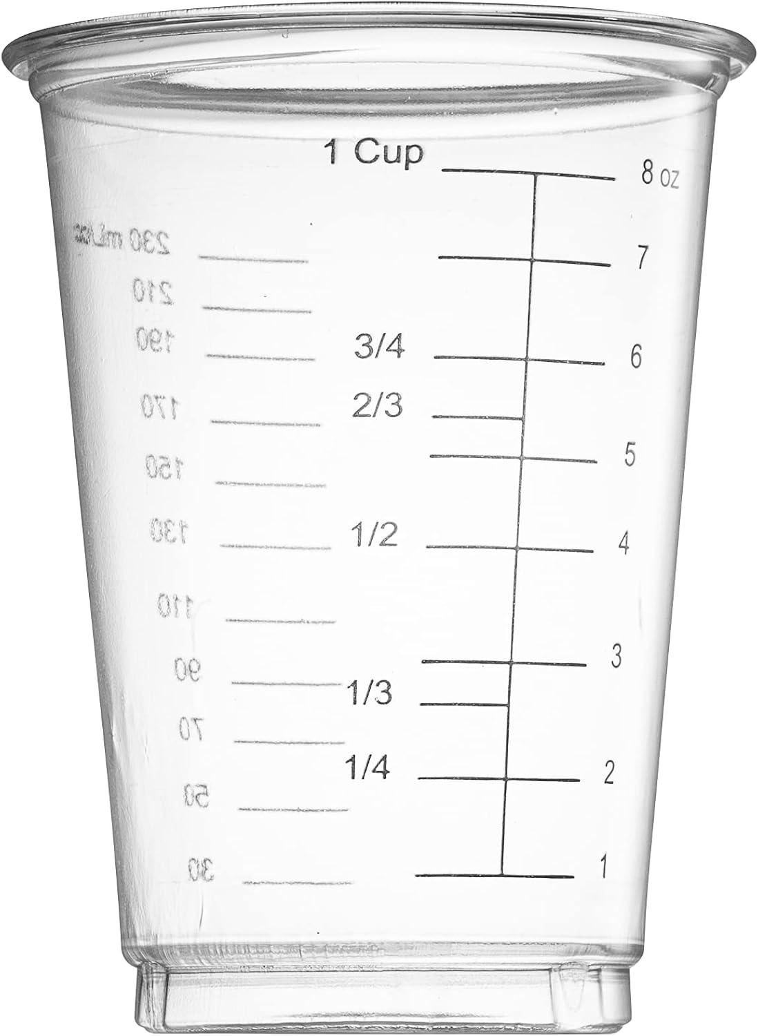 Prestee 50 Disposable Measuring Cups - 8 Oz | Resin Mixing Cups For Epoxy Resin | Plastic Measuring Cups | Liquid Measuring Cups Plastic | Dry Measuring Cups | Paint Mixing Cups