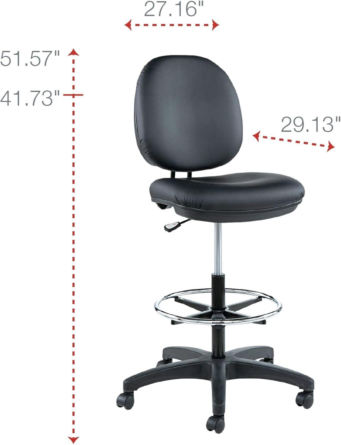 Black Faux Leather Adjustable Swivel Task Chair with Footring