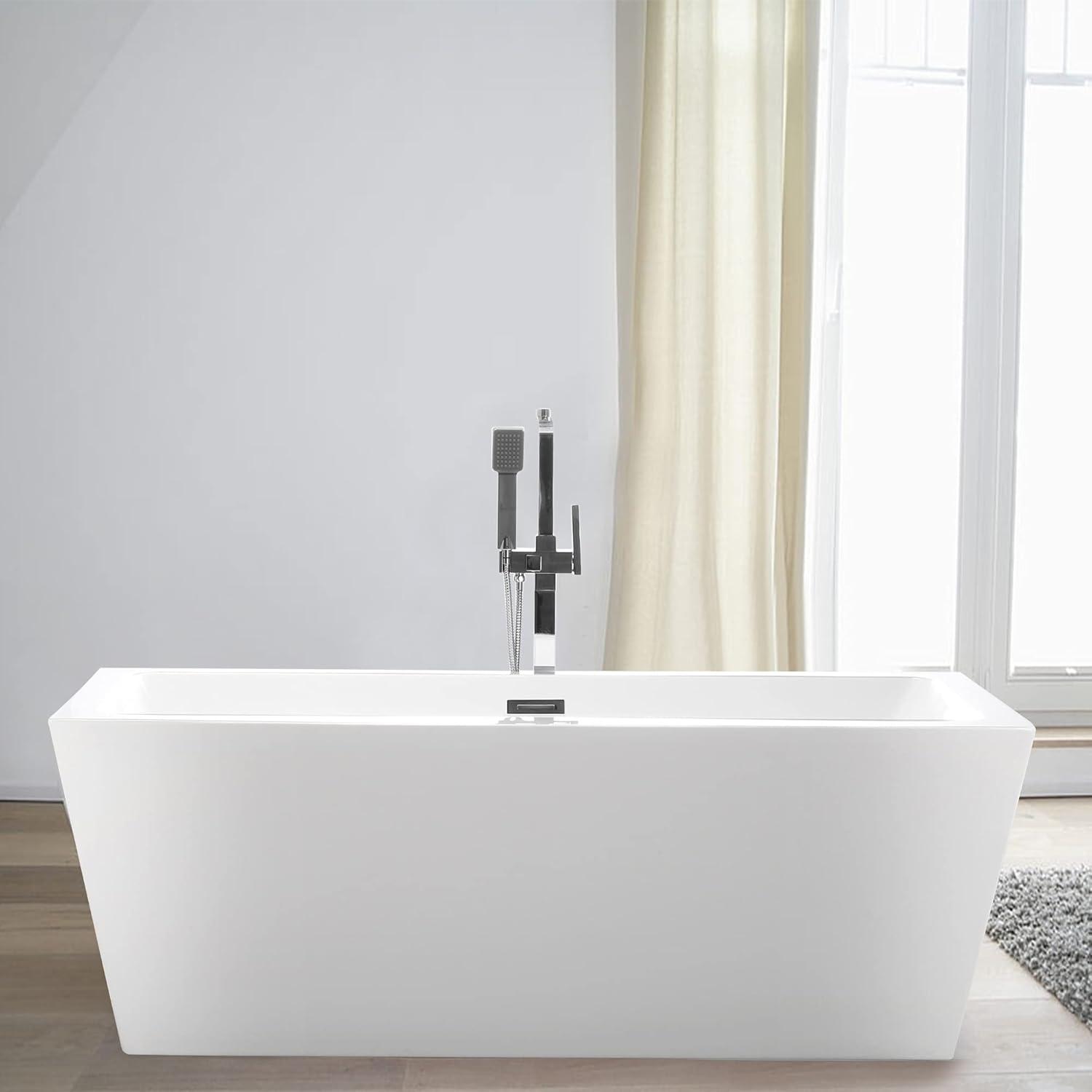 Elena 59" x 30" Freestanding Soaking Acrylic Bathtub