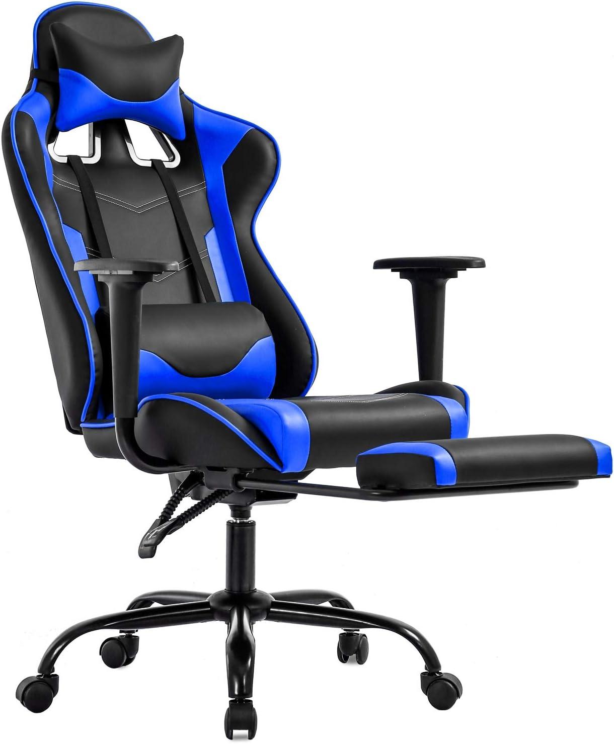 FDW PC Gaming Chair Desk Chair Ergonomic Office Chair Executive High Back PU Leather Racing Computer Chair with Lumbar Support Footrest