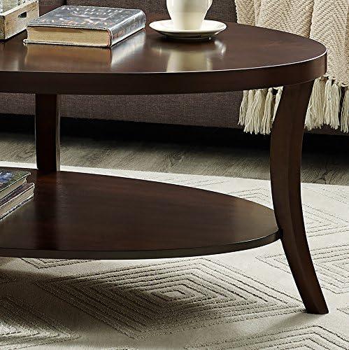 Roundhill Furniture Perth Contemporary Oval Coffee Table with Shelf, Espresso