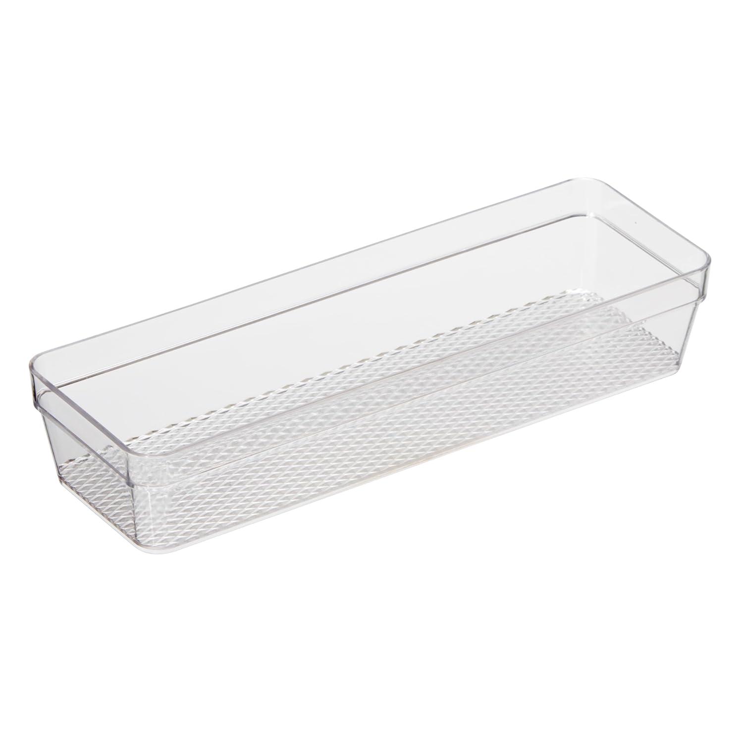 Oggi Clear Drawer Organizer - 3" X 9" - Ideal for Organizing Kitchen Drawers, Office, Desk, Silverware, Kitchen Utensils, Cosmetics and Bathrooms