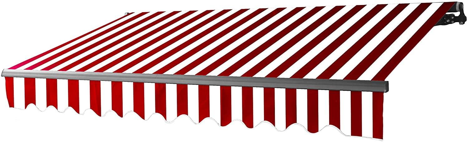 ALEKO ABM20X10REDWH05 Black Frame Motorized Retractable Home Patio Canopy Awning 20'x10' Red/White