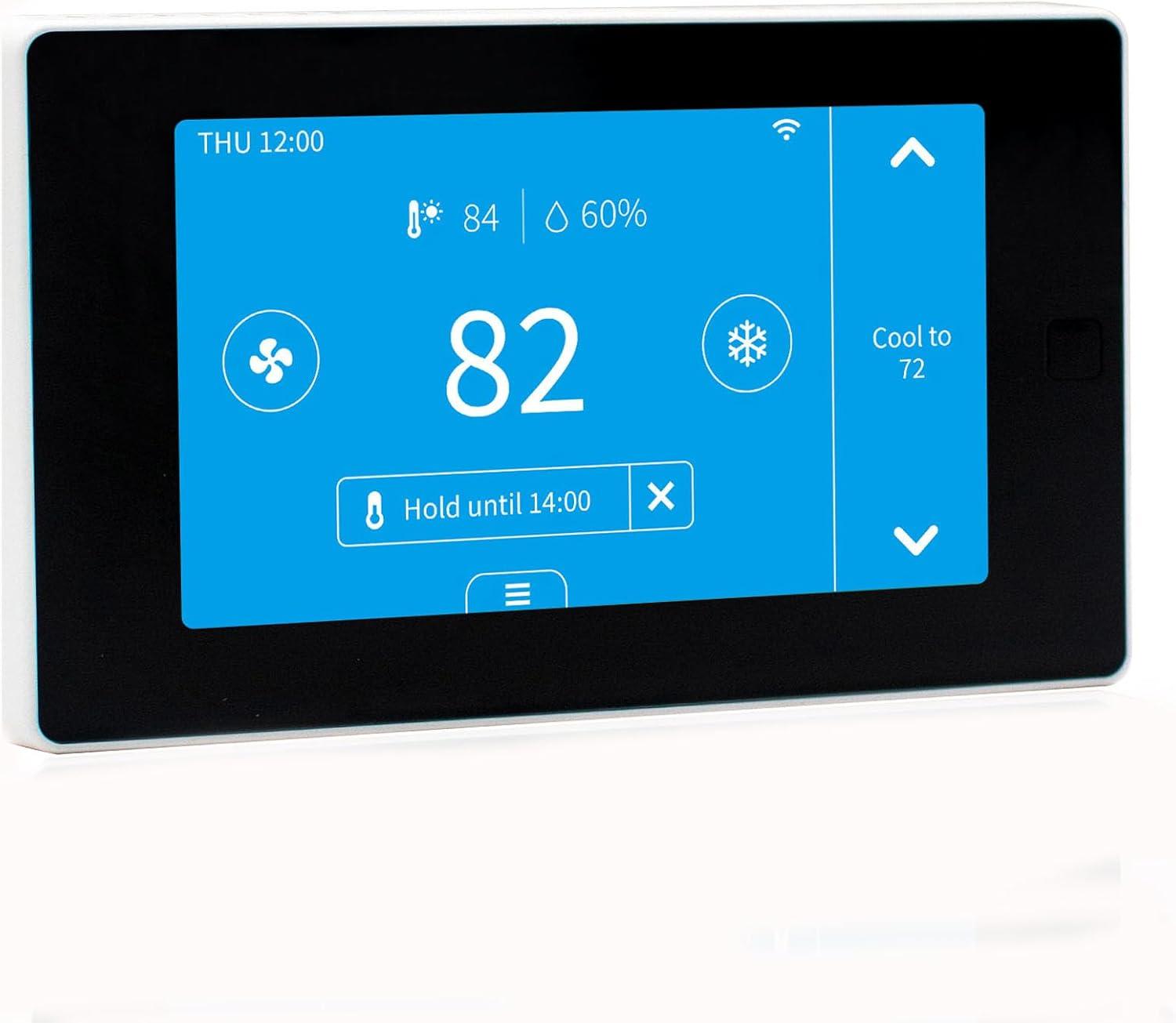 QUALITY FLOORING INC. Smart Thermostat For House With C-Wire Adapter, Programmable Wifi Thermostat Compatible With Alexa And Google Assistant,Energy Saving, Remote Control Tuya/Smart Life, C-Wire Require,Christamas Gift