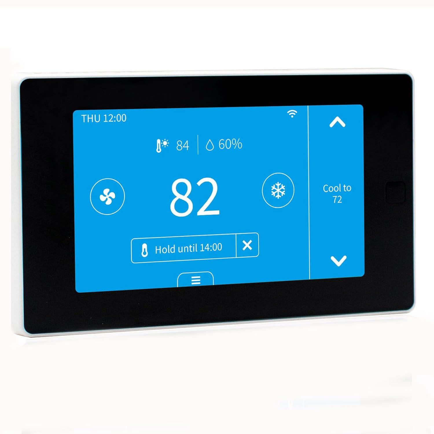 QUALITY FLOORING INC. Smart Thermostat For House With C-Wire Adapter, Programmable Wifi Thermostat Compatible With Alexa And Google Assistant,Energy Saving, Remote Control Tuya/Smart Life, C-Wire Require,Christamas Gift