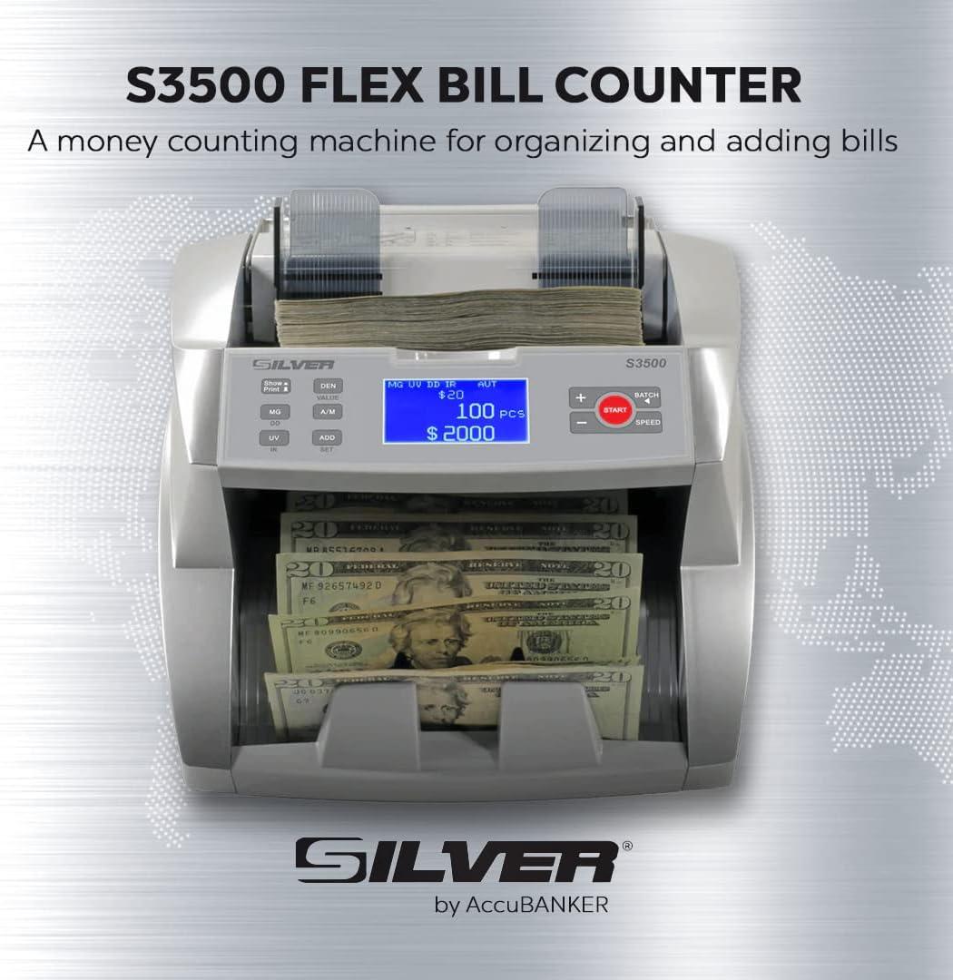 SILVER by AccuBANKER S3500 Flex Bill Counter (AB3500)