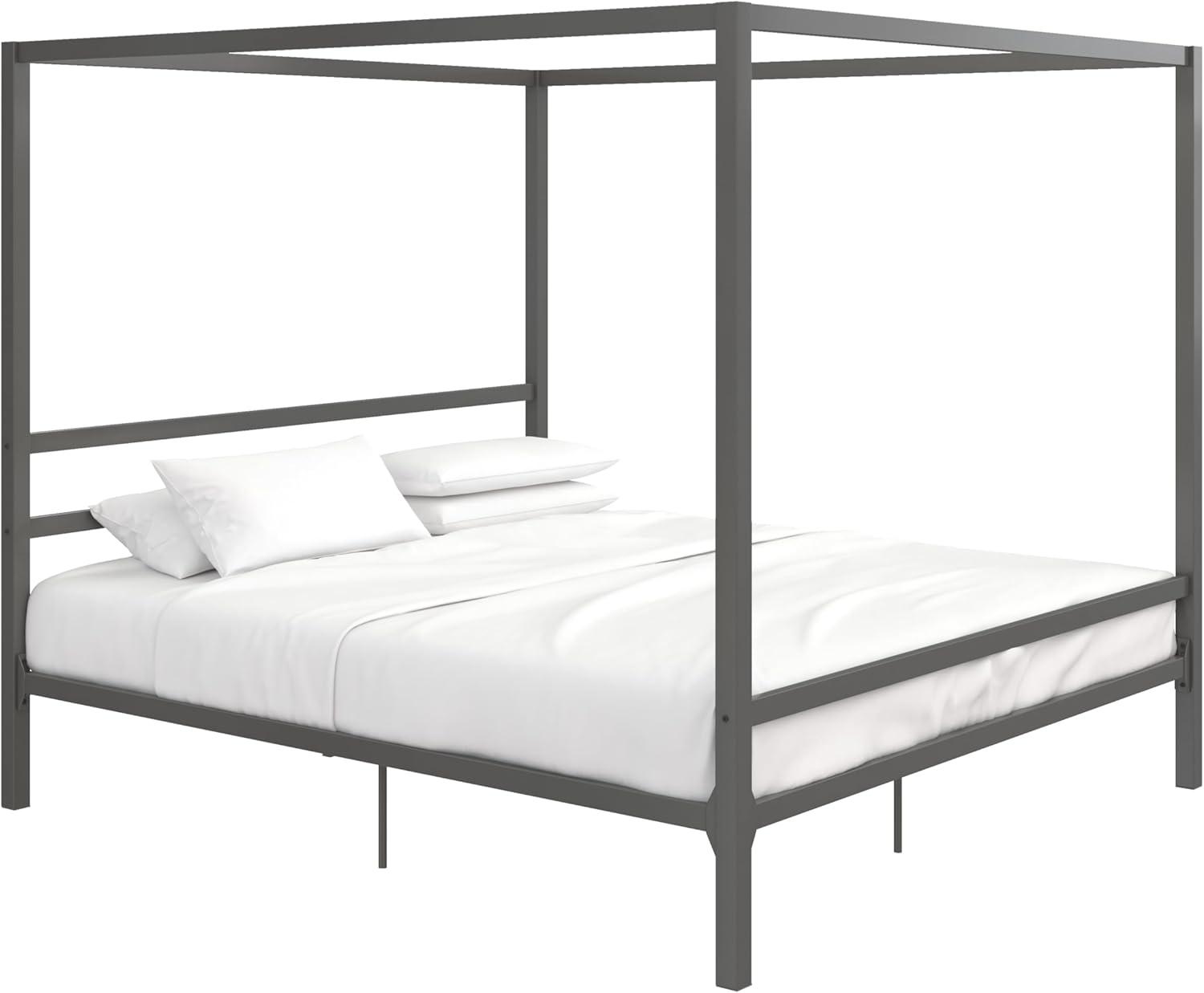 DHP Modern Metal Canopy Platform Bed Frame, King, Gunmetal Gray