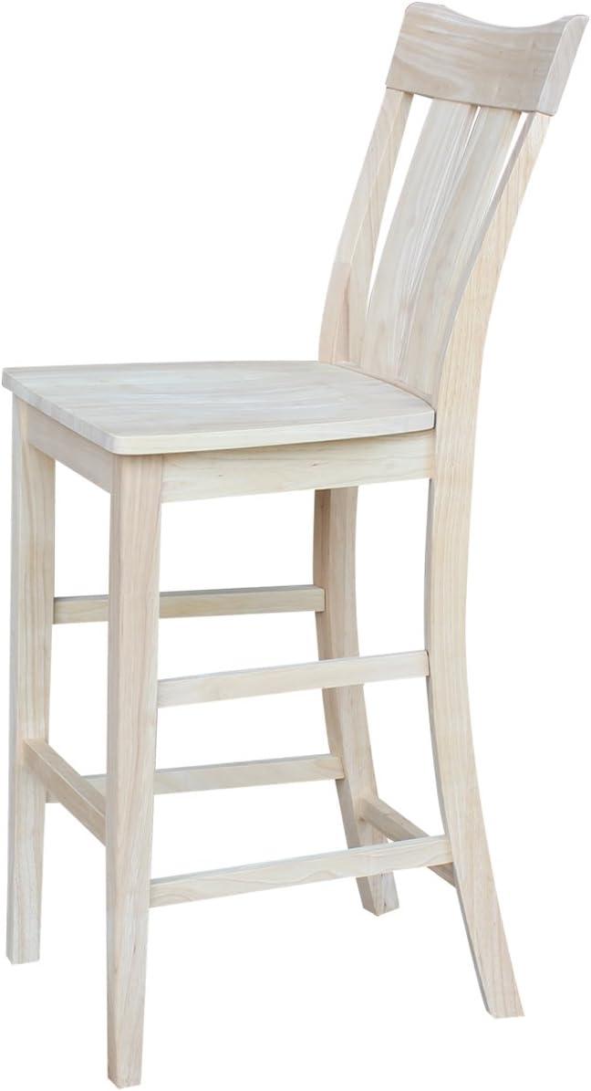 International Concepts Wood Ava Slat Back Bar Height Stool - 29.92" Seat Height - Unfinished