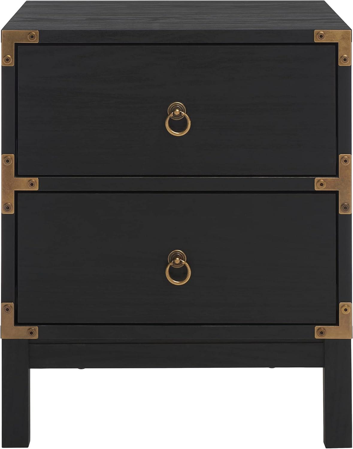 Galio Black and Gold 2-Drawer Nightstand