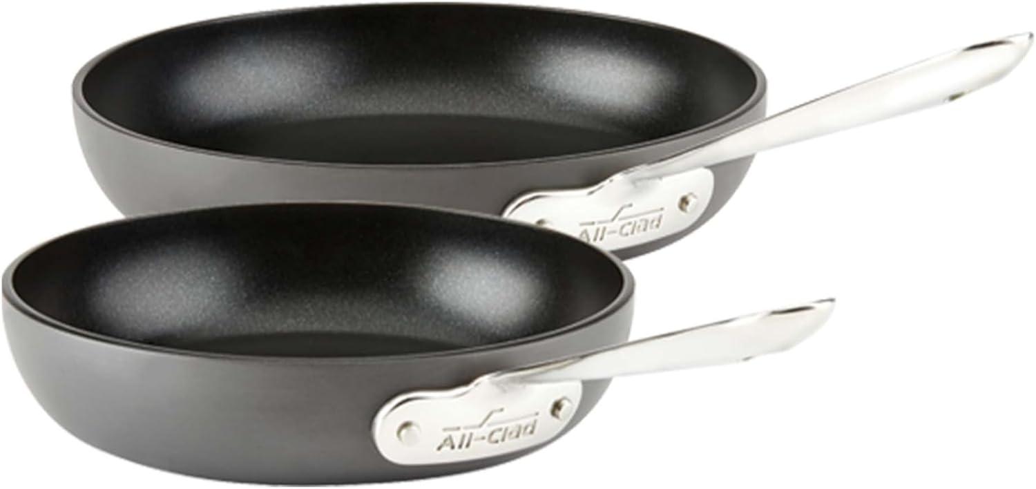 Black Aluminum Non-Stick 2-Piece Fry Pan Set