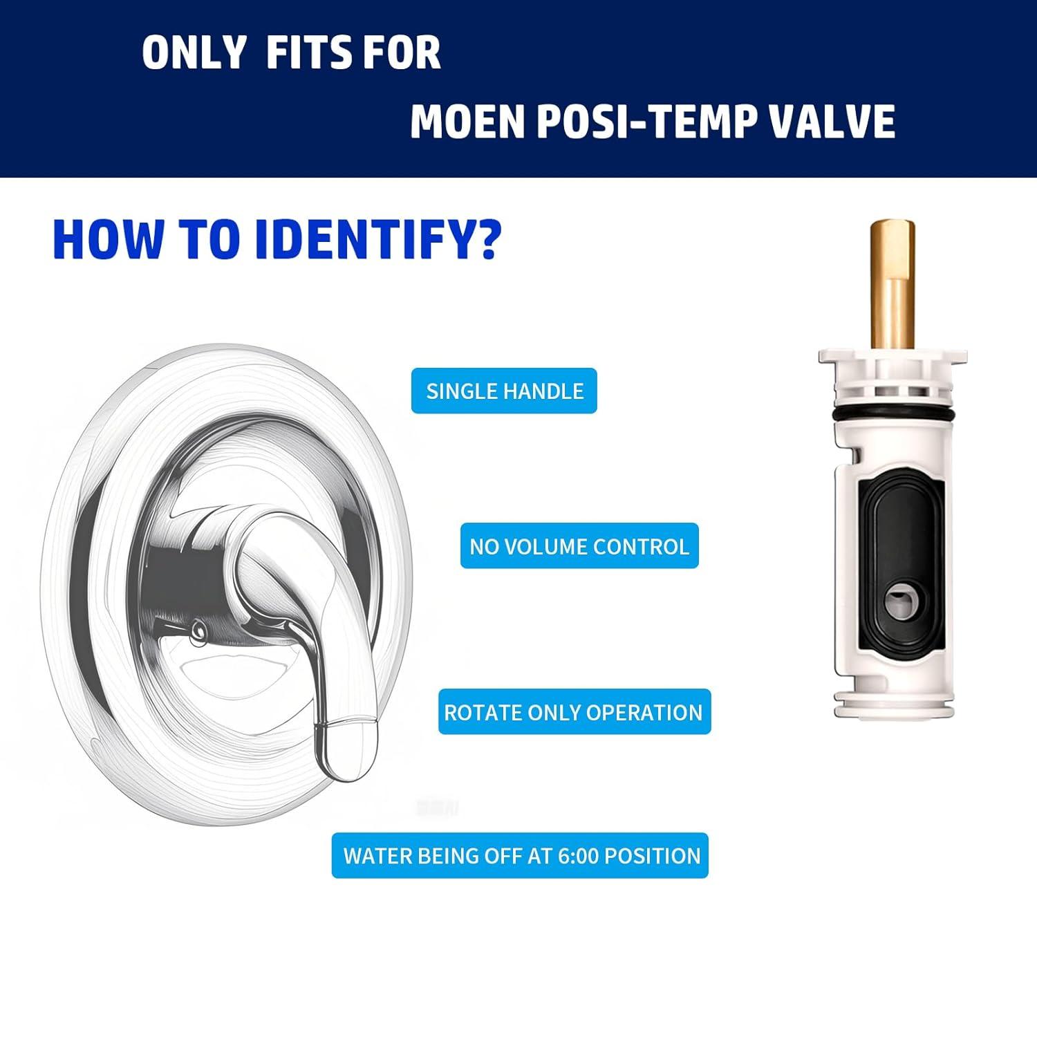 1222 Replacement Cartridge with Moen 104421 Cartridge Puller Removal Tool Retainer Clip Compatible with Moen One-Hanlde Posi Temp 1222B Shower Bathtub Faucet (1222 cartridge +104421 cartridge puller)