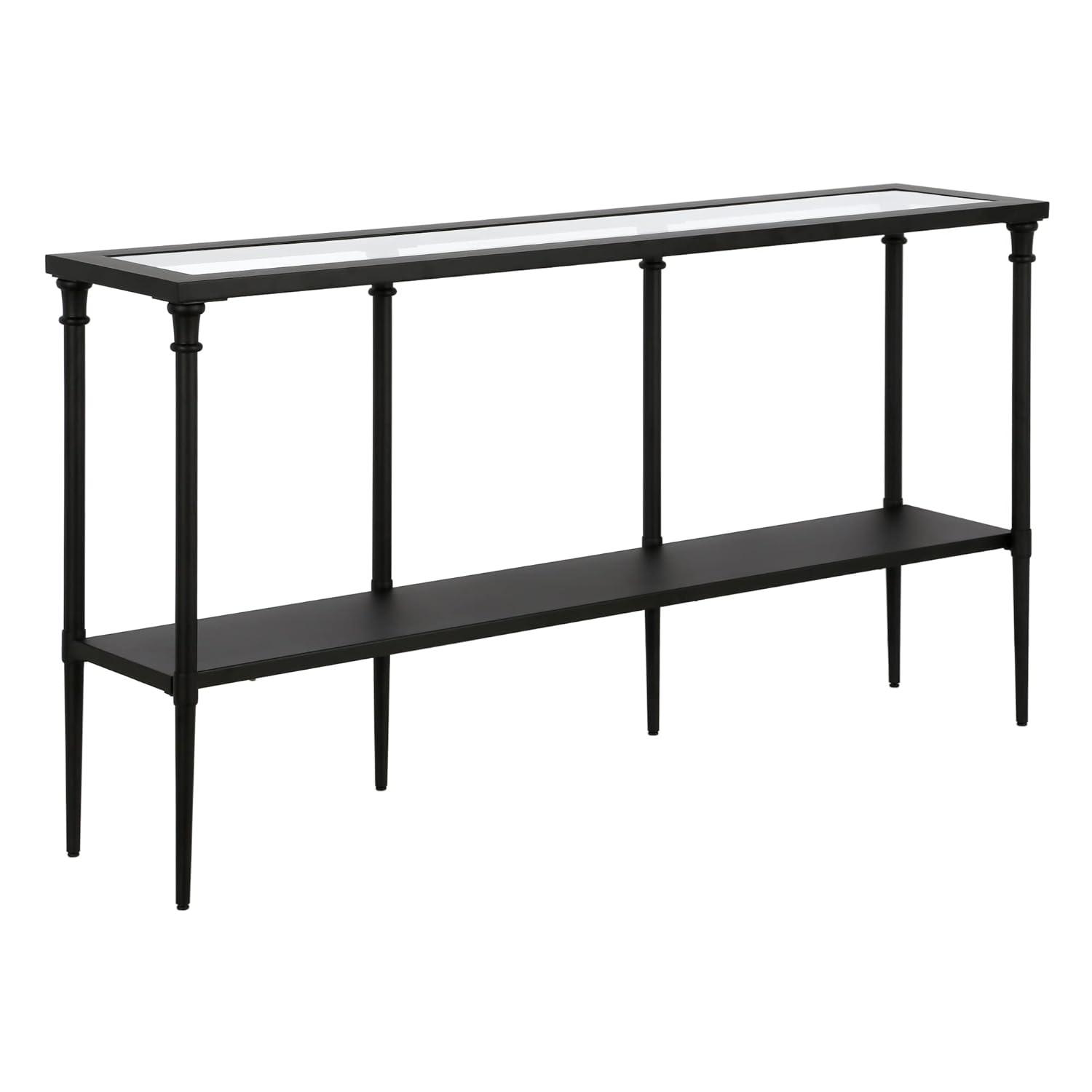 Henn&Hart 55" Blackened Bronze Metal/Glass Console Table