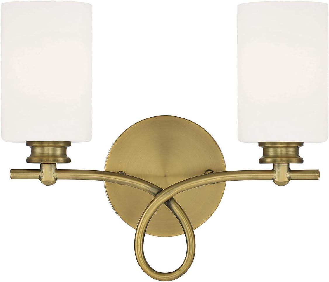 Woodbury Warm Brass 2-Light Bathroom Vanity Fixture