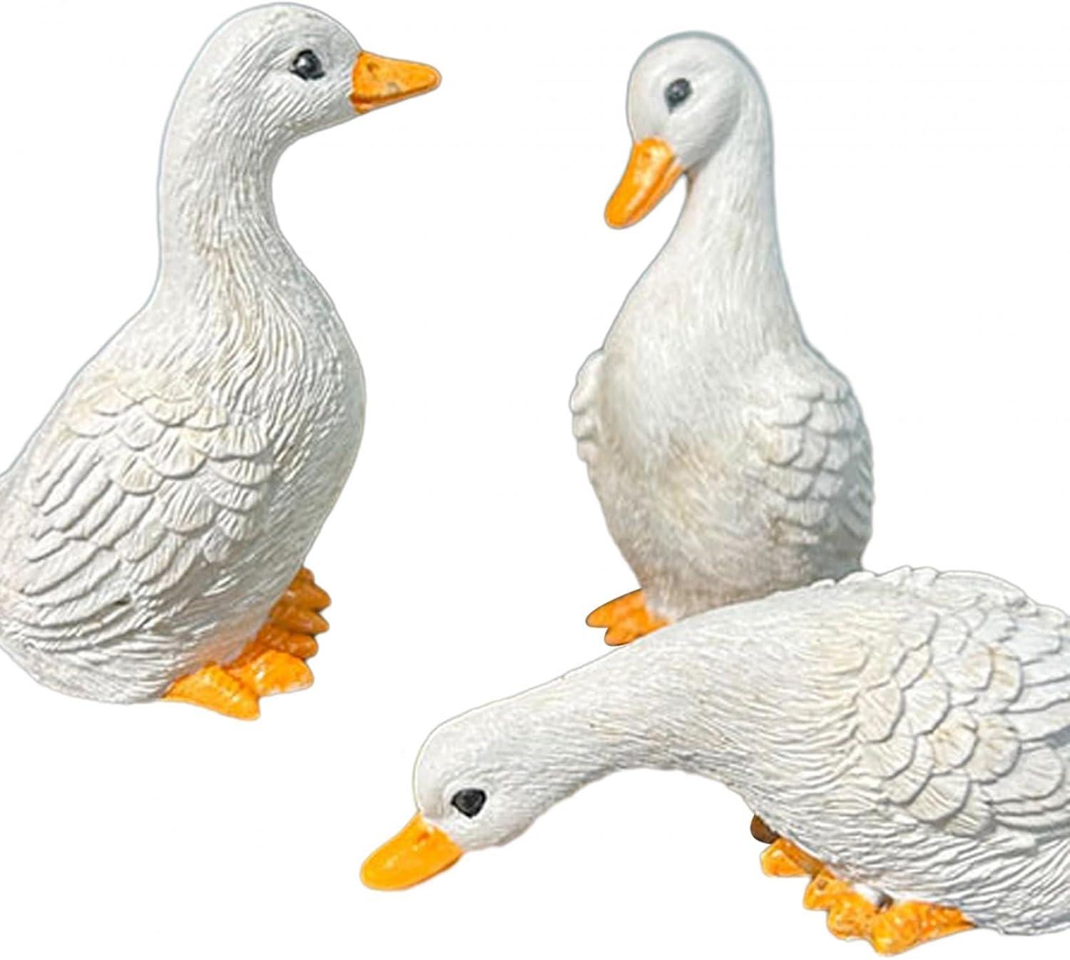 3x Resin Statues Desktop Ornaments Cute Garden Decor Duck Statues Home Decor for Farmhouse Indoors Courtyard Outside Outdoors
