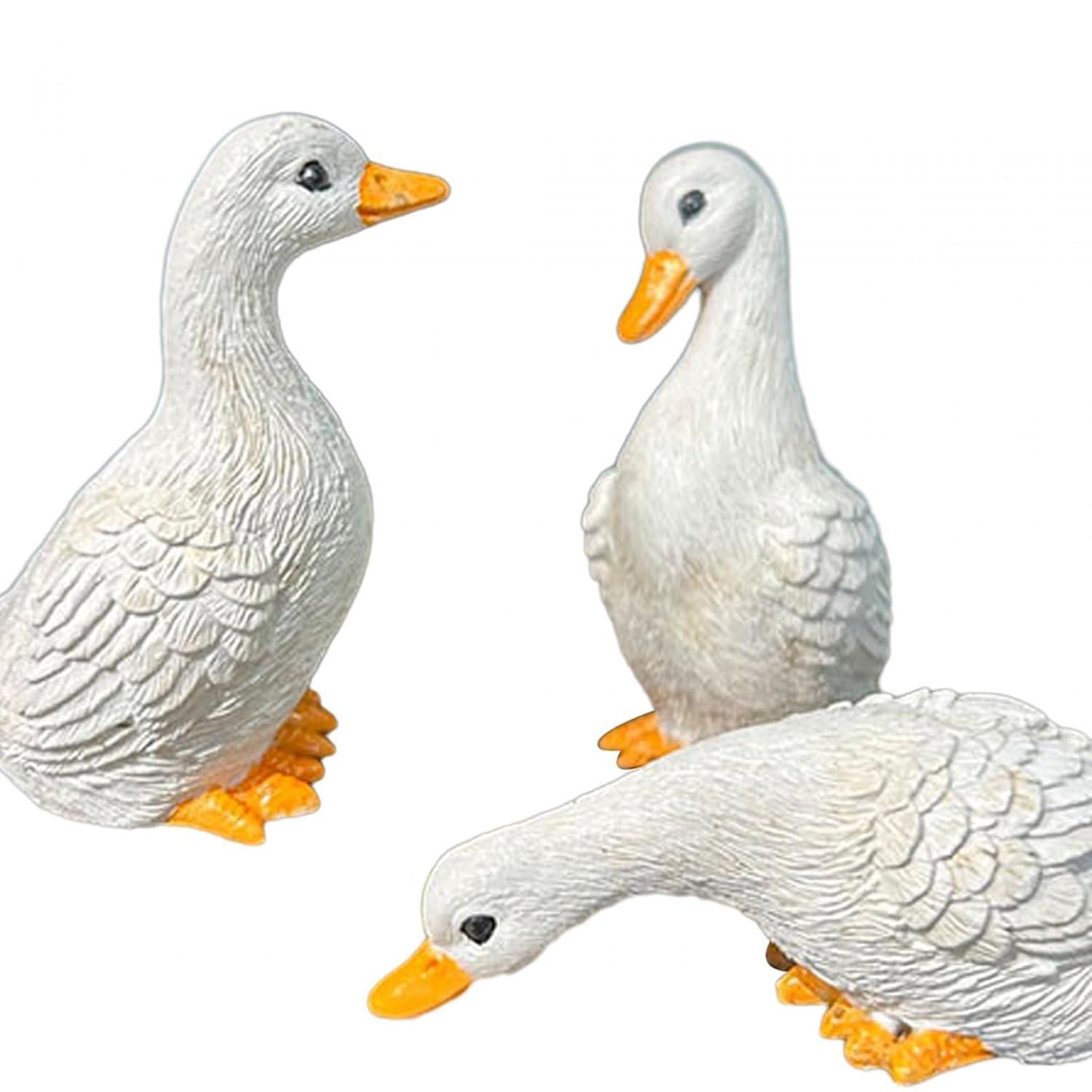 3x Resin Statues Desktop Ornaments Cute Garden Decor Duck Statues Home Decor for Farmhouse Indoors Courtyard Outside Outdoors