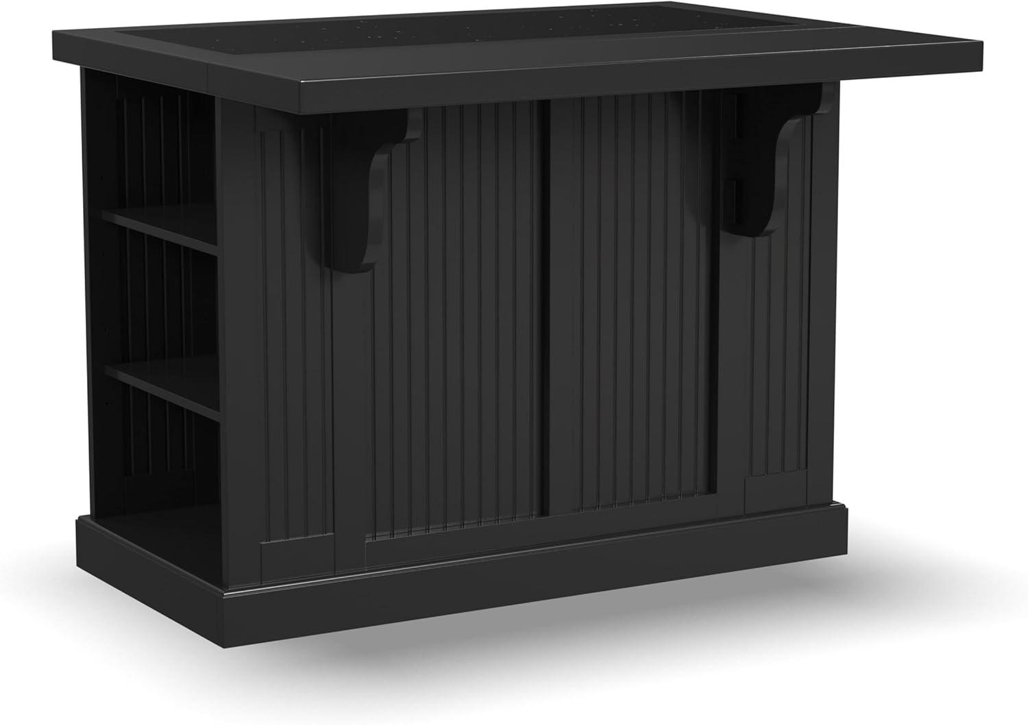 Homestyles Nantucket Wood Kitchen Island in Black