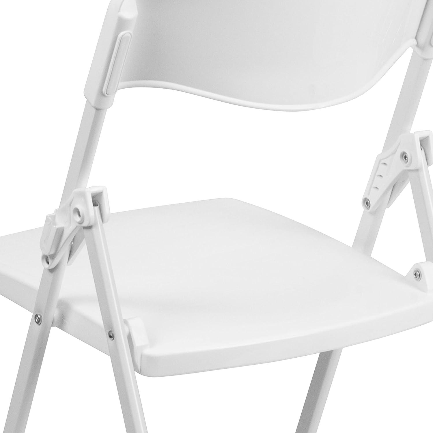 Flash Furniture 2 Pack HERCULES Series 500 lb. Capacity Heavy Duty White Plastic Folding Chair with Built-in Ganging Brackets